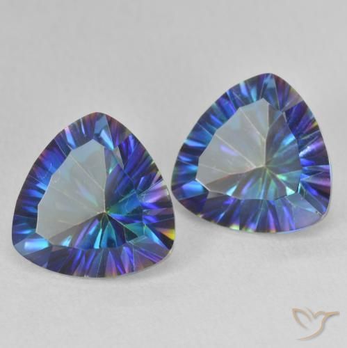 Pedras preciosas de Quartzo Místico Multicolor azul natural de 6.27 ct, Trilhão, VVS-VS
