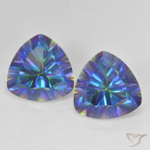 5.19ctw Natural Multicolor azul Quartzo Místico, Trilhão, VVS-VS
