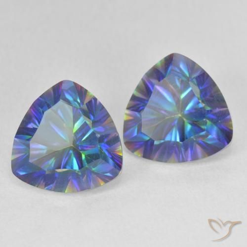 Pedras preciosas de Quartzo Místico Multicolor azul natural de 5.19 ct, Trilhão, VVS-VS