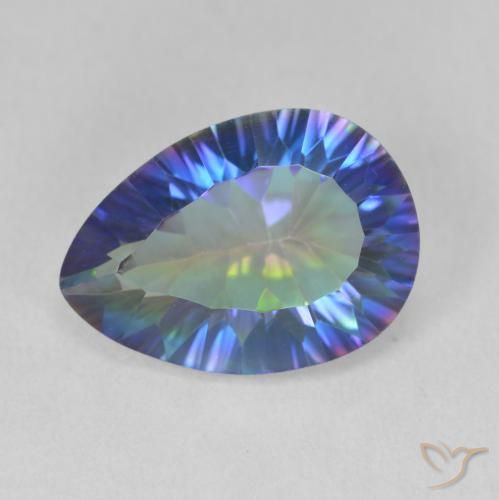 4.89ct Natural Multicolor azul Quartzo Místico, Formato de pêra, VVS-VS