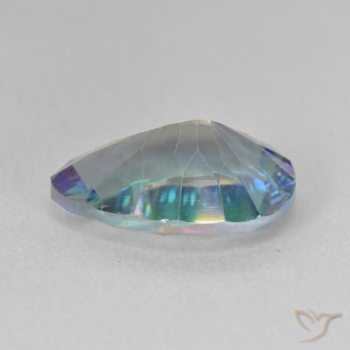 Quartzo Místico Multicolor azul Natural 4.89ct, Formato de pêra, VVS-VS
