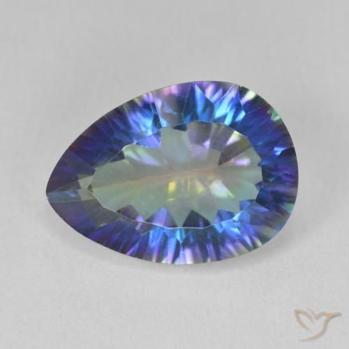 5.32ct Natural Multicolor azul Quartzo Místico, Formato de pêra, VVS-VS