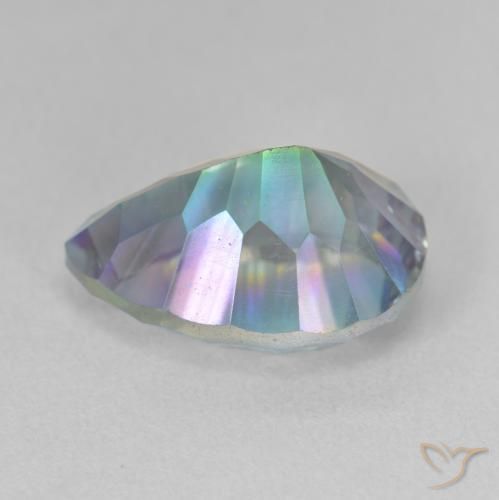 Quartzo Místico Multicolor azul Natural 6.28ct, Formato de pêra, VVS-VS