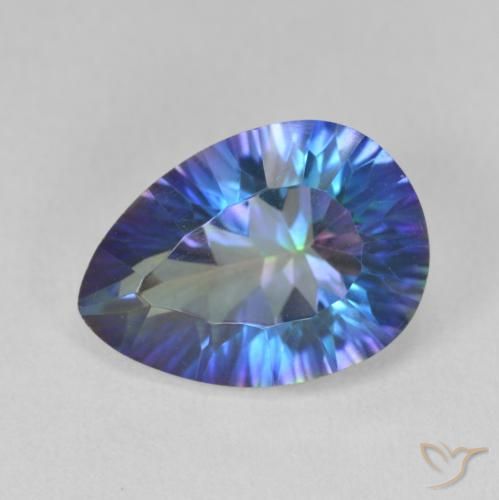 5.37ct Natural Multicolor azul Quartzo Místico, Formato de pêra, VVS-VS