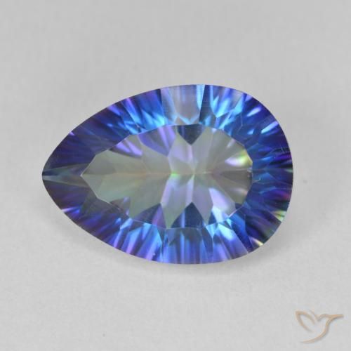 5.04ct Natural Multicolor azul Quartzo Místico, Formato de pêra, VVS-VS