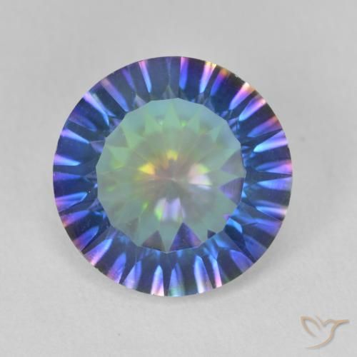 5.24ct Natural Multicolor azul Quartzo Místico, Redondo, VVS-VS