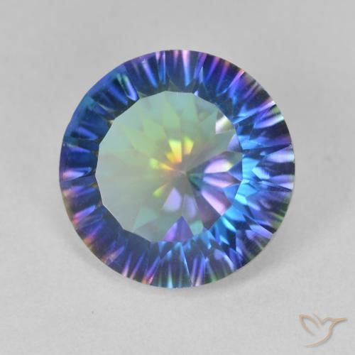 Quartzo Místico Multicolor azul Natural 5.24ct, Redondo, VVS-VS