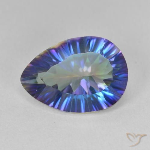 4.96ct Natural Multicolor azul Quartzo Místico, Formato de pêra, VVS-VS