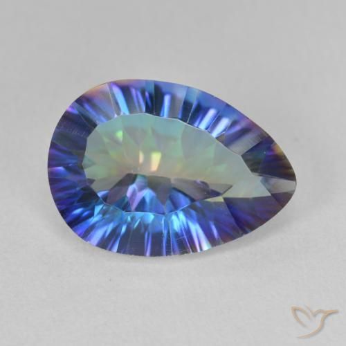 Quartzo Místico Multicolor azul Natural 4.96ct, Formato de pêra, VVS-VS