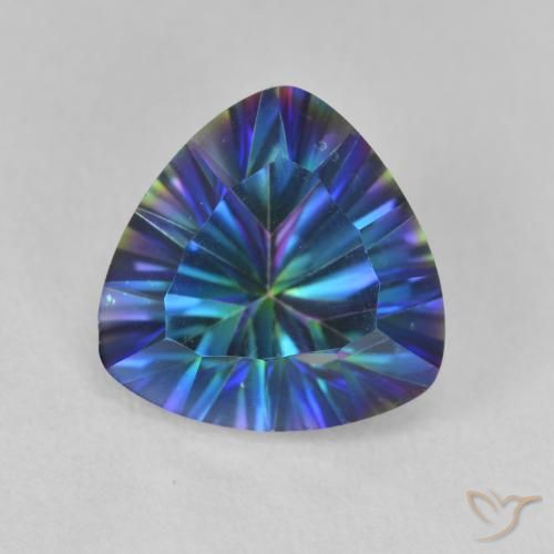 2.97ct Natural Multicolor azul Quartzo Místico, Trilhão, VVS-VS