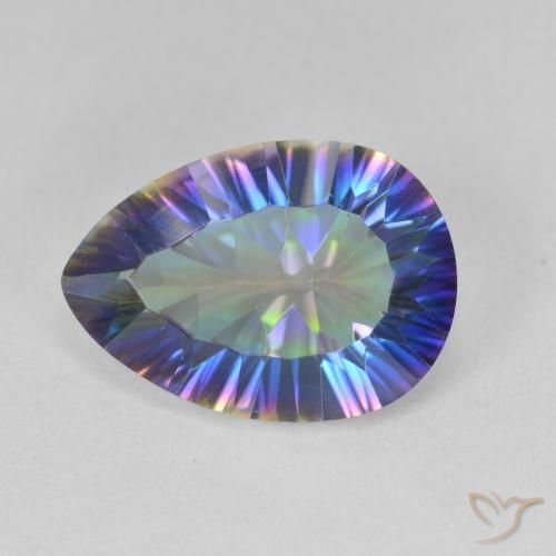 4.73ct Natural Multicolor azul Quartzo Místico, Formato de pêra, VVS-VS