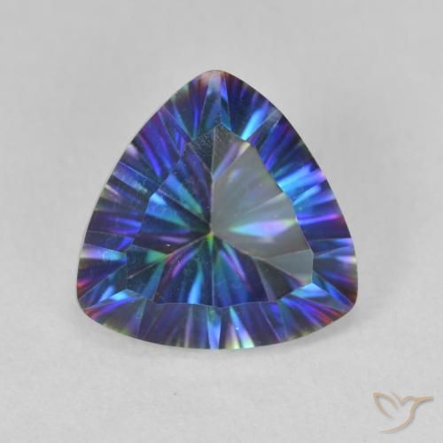 2.97ct Natural Multicolor azul Quartzo Místico, Trilhão, VVS-VS