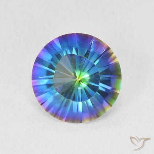 1.53ct Natural Multicolorido Quartzo Místico, Redondo, VVS