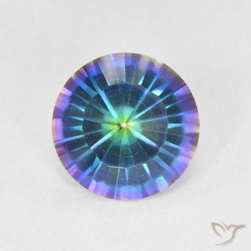1.59ct Natural Multicolorido Quartzo Místico, Redondo, VVS
