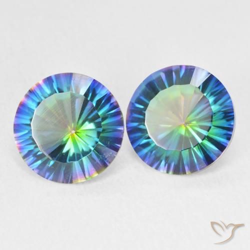Pedras preciosas de Quartzo Místico Multicolorido natural de 3.35 ct, Redondo, VS