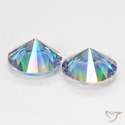 Pedras preciosas de Quartzo Místico Multicolorido natural de 3.35 ct, Redondo, VS