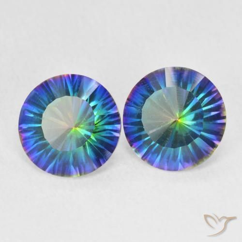 Pedras preciosas de Quartzo Místico Multicolorido natural de 3.06 ct, Redondo, VS