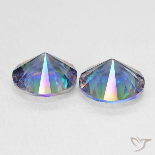 Pedras preciosas de Quartzo Místico Multicolorido natural de 3.06 ct, Redondo, VS