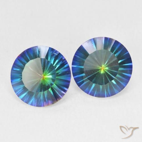 Pedras preciosas de Quartzo Místico Multicolorido natural de 3.27 ct, Redondo, VS