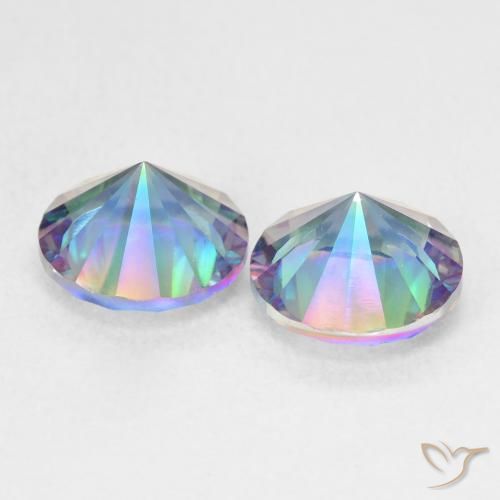 Pedras preciosas de Quartzo Místico Multicolorido natural de 3.27 ct, Redondo, VS