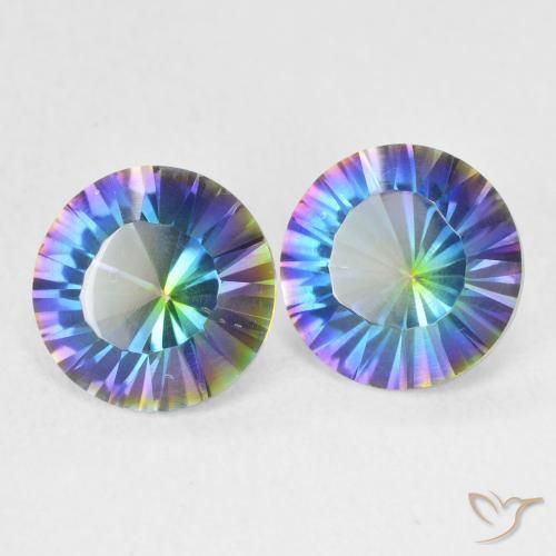 Pedras preciosas de Quartzo Místico Multicolorido natural de 3.24 ct, Redondo, VS