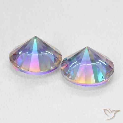Pedras preciosas de Quartzo Místico Multicolorido natural de 3.24 ct, Redondo, VS