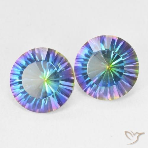 Pedras preciosas de Quartzo Místico Multicolorido natural de 3.34 ct, Redondo, VS