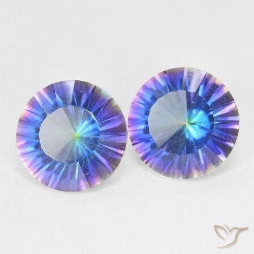 Pedras preciosas de Quartzo Místico Multicolorido natural de 3.27 ct, Redondo, VS