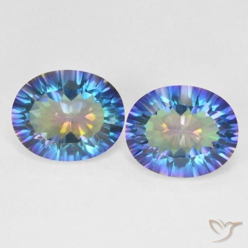 Pedras preciosas de quartzo místico multicolorido natural de 6,32 ct, corte oval, VVS-VS