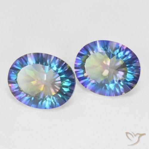 Pedras preciosas de quartzo místico multicolorido natural de 6,32 ct, corte oval, VVS-VS