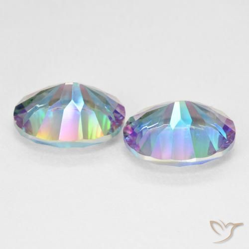 Pedras preciosas de quartzo místico multicolorido natural de 6,32 ct, corte oval, VVS-VS