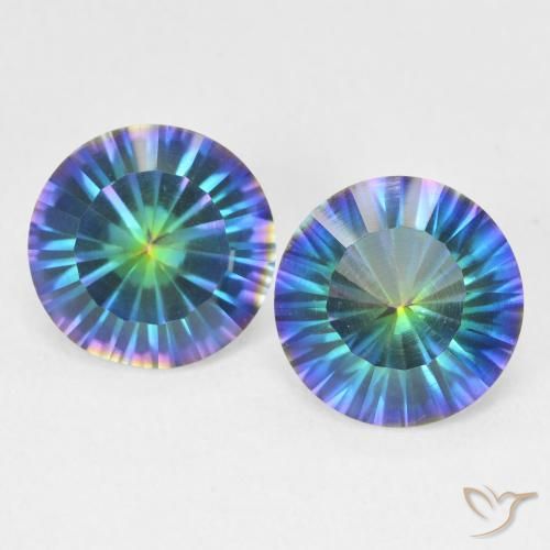 3.06ctw Natural Multicolor azul Quartzo Místico, Redondo, VVS-VS