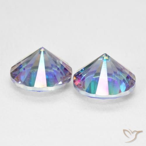 Pedras preciosas de Quartzo Místico Multicolor azul natural de 3.37 ct, Redondo, VVS-VS