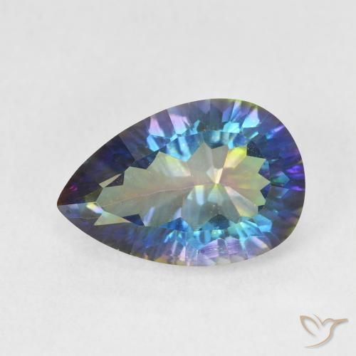 3.05ct Natural Multicolorido Quartzo Místico, Formato de pêra, VVS-VS