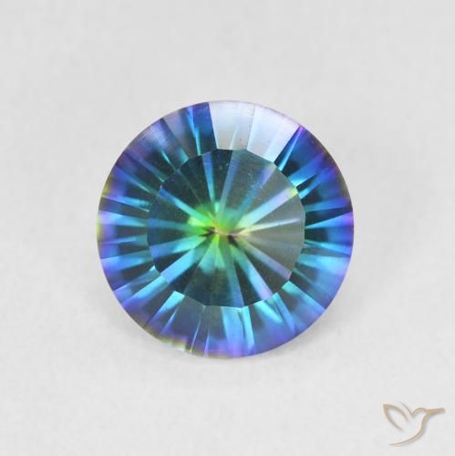 Quartzo Místico Multicolor azul Natural 1.52ct, Corte Redondo, VVS-VS
