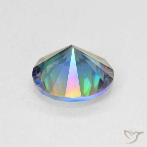 Quartzo Místico Multicolor azul Natural 1.52ct, Corte Redondo, VVS-VS