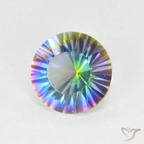 Quartzo místico multicolorido natural 1,69ct, corte redondo, VVS-VS