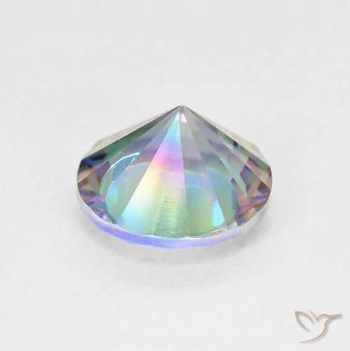 Quartzo místico multicolorido natural 1,69ct, corte redondo, VVS-VS