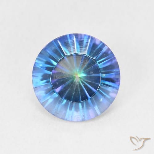 1.72ct Natural Multicolor azul Quartzo Místico, Redondo, VVS-VS