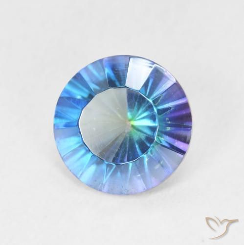 Quartzo Místico Multicolor azul Natural 1.72ct, Redondo, VVS-VS
