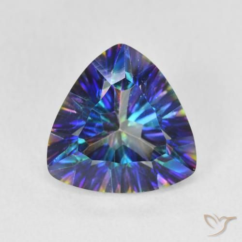 3.01ct Natural Multicolor azul Quartzo Místico, Trilhão, VS