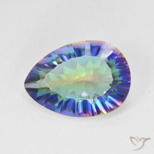 4.68ct Natural Multicolor azul Quartzo Místico, Formato de pêra, VS