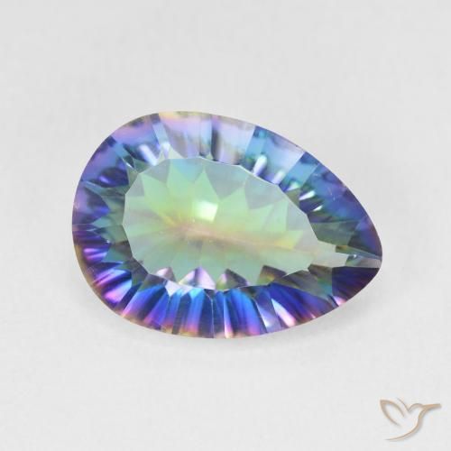 Quartzo Místico Multicolor azul Natural 4.68ct, Formato de pêra, VS