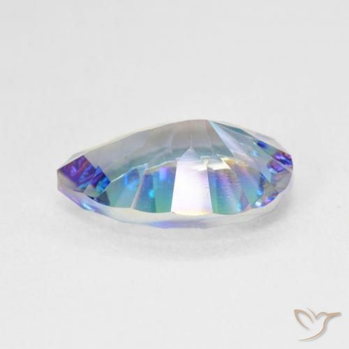 Quartzo Místico Multicolor azul Natural 4.68ct, Formato de pêra, VS