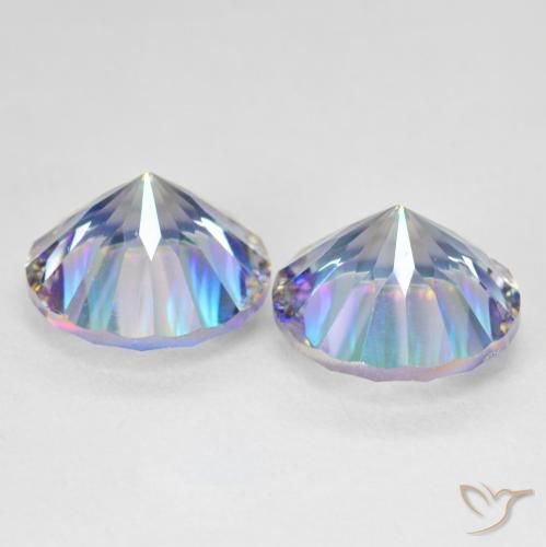 Pedras preciosas de Quartzo Místico Multicolor azul natural de 11.92 ct, Redondo, VS