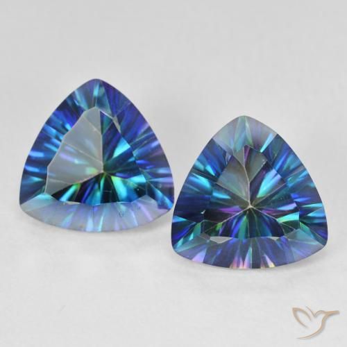 5.94ctw Natural Multicolor azul Quartzo Místico, Trilhão, VS