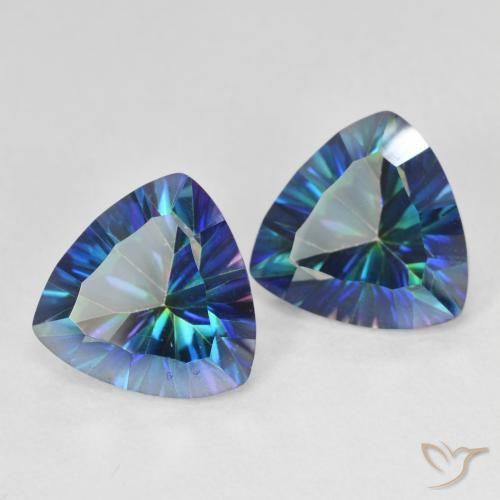 Pedras preciosas de Quartzo Místico Multicolor azul natural de 5.94 ct, Trilhão, VS