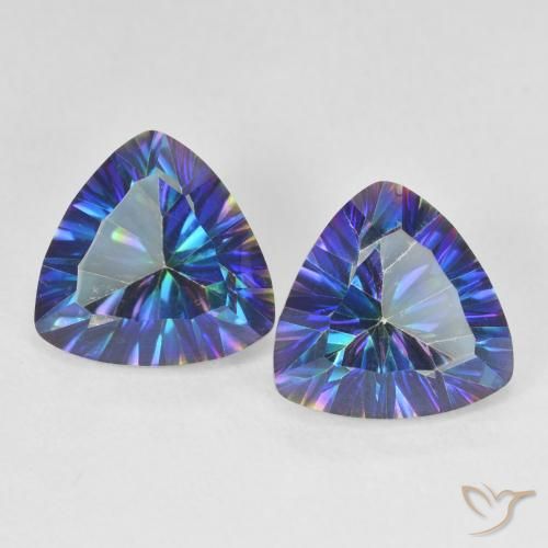 6.10ctw Natural Multicolor azul Quartzo Místico, Trilhão, VS