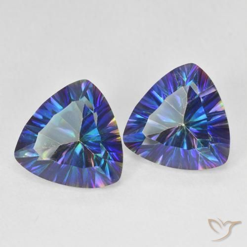 Pedras preciosas de Quartzo Místico Multicolor azul natural de 6.10 ct, Trilhão, VS