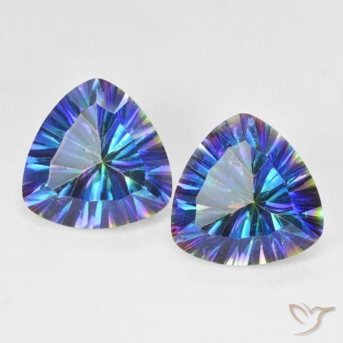 5.94ctw Natural Multicolor azul Quartzo Místico, Trilhão, VS